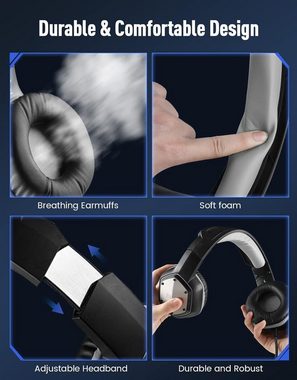 EKSA Gaming-Headset (Gaming Headset for PC Over Ear Headphones with Cable Nosie Canceling with Microphone, Bluetooth-Headset, Usb gaming headset für pc kabel beleuchtung kopfhörer mit konsole)