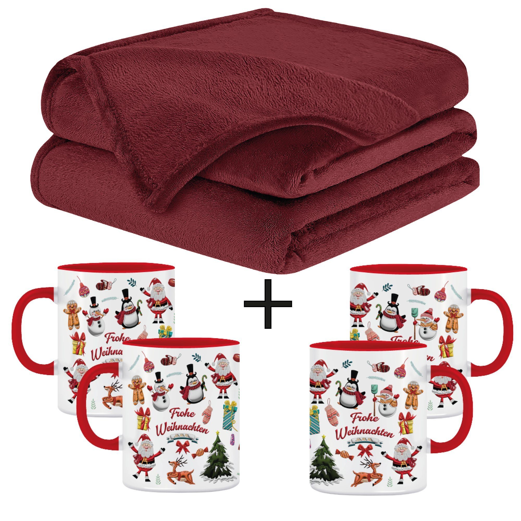 Wohndecke Flauschige Kuscheldecke mit Tassen Weihnachtsgeschenke, Fleecedec günstig online kaufen