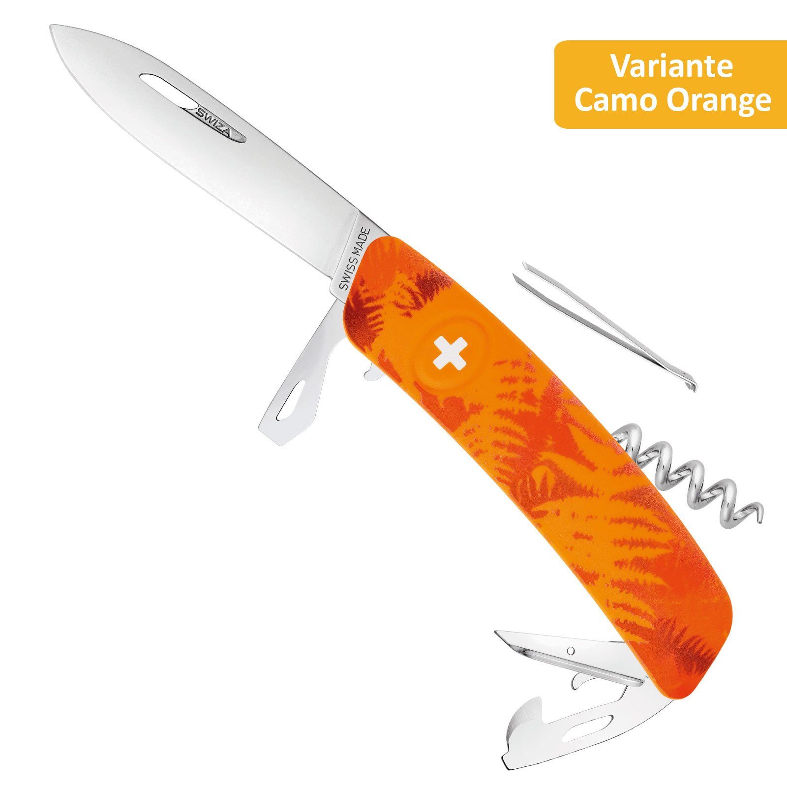 SWIZA Taschenmesser Schweizer Messer C03 Taschenmesser, Klappmesser 11 Funktionen Camo Orange