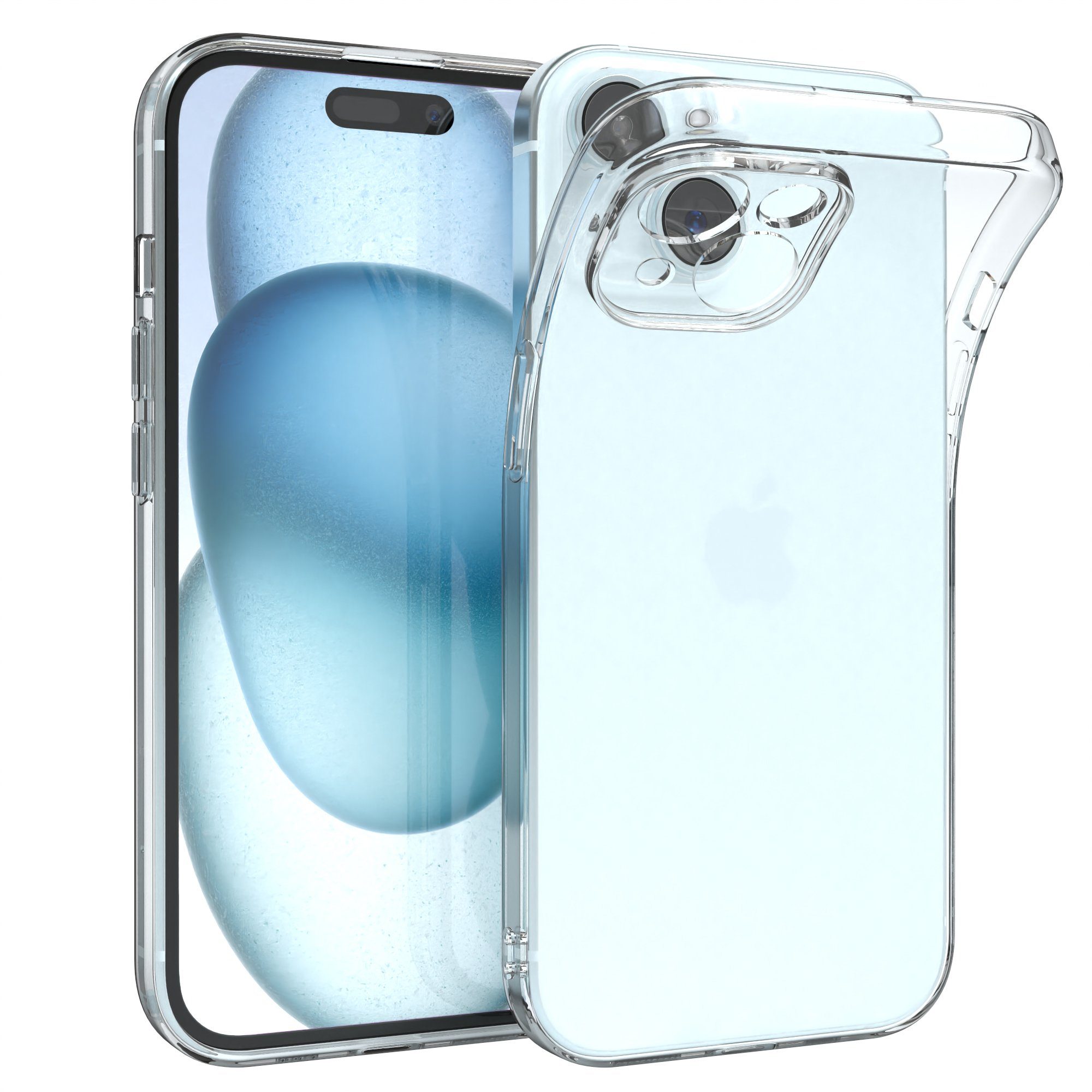 EAZY CASE Handyhülle für iPhone 15 / 15 Plus / 15 Pro / 15 Pro Max Case 6,1 Zoll, durchsichtige Hülle Ultra Dünn Silikon Backcover TPU Telefonhülle Klar