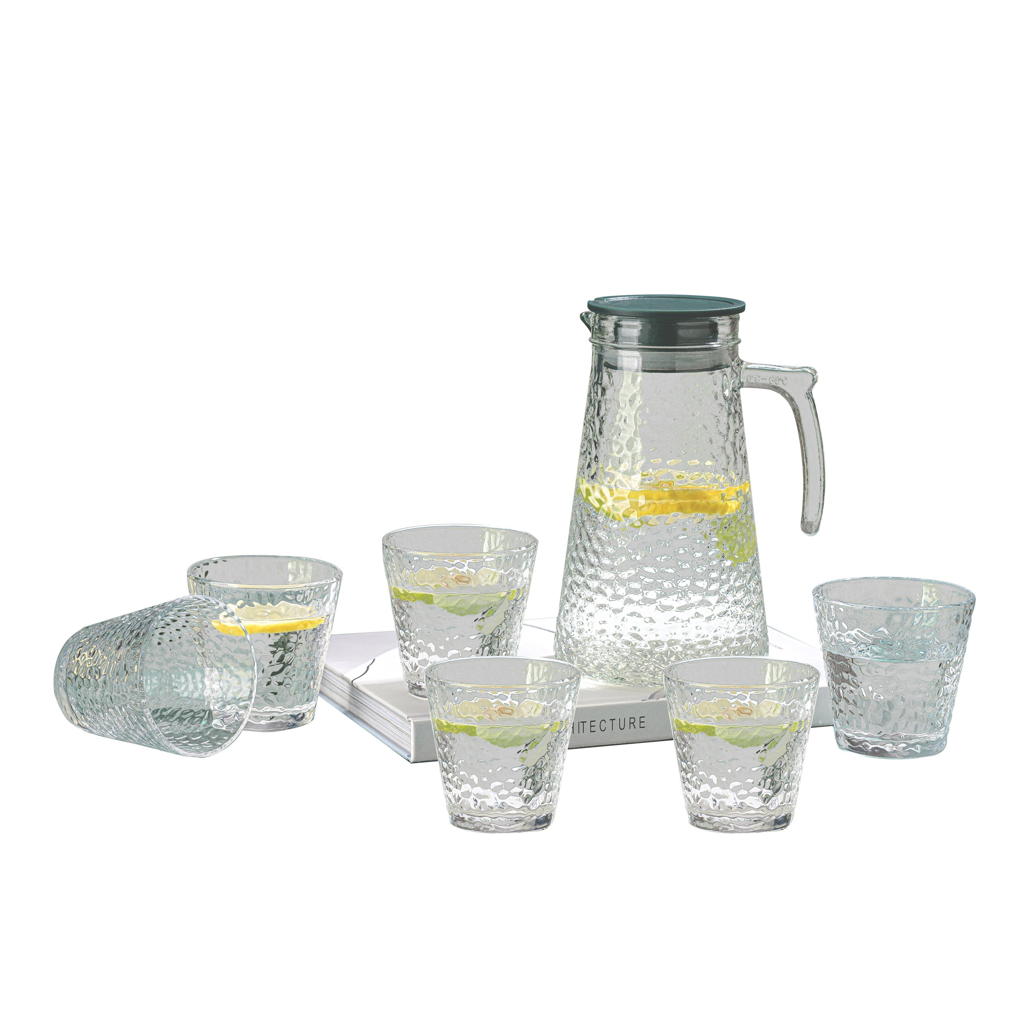 Cheffinger Wasserkaraffe 18 Liter Krug Karaffe 6 Gläser Je 250ml Glas 7 Tlg Set 7 Tlg 0162