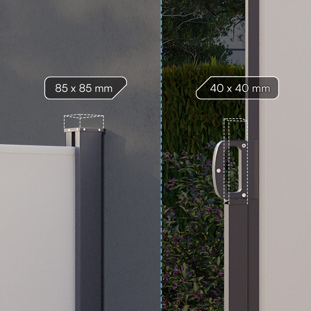 STEELSØN Seitenmarkise Zirella (Sichtschutz, Windschutz, Markise, 180x300 cm) mit Griff, ausziehbar, Länge individuell einstellbar