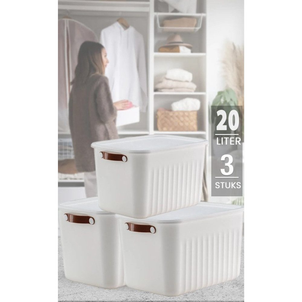 Luxury Bites Aufbewahrungsbox mit Deckel, 20L-15L -10L BPA-freie Kunststoff, nestbar und stapelbar (6 Farben, 9 Farbkombiationen, 3er Set)
