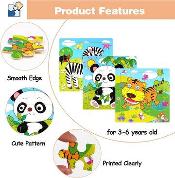 LENBEST Puzzle Set mit 6 Holzpuzzle für Kinder, Lernspielzeug für Kinder, Puzzleteile, Geeignet für Kinder im Alter von 3–6 Jahren