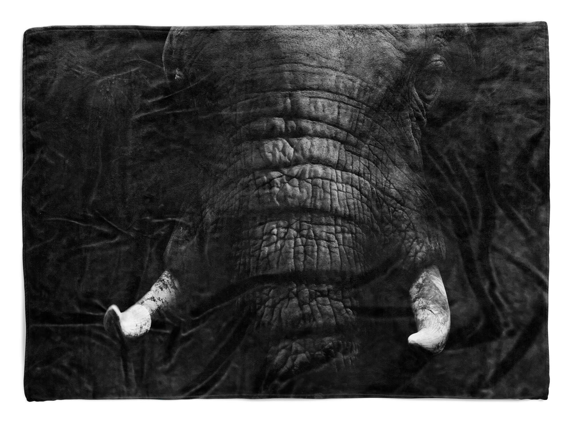 Sinus Art Handtücher Handtuch Strandhandtuch Saunatuch Kuscheldecke mit Tiermotiv Elefant Stoßzähne, Baumwolle-Polyester-Mix (1-St), Handtuch