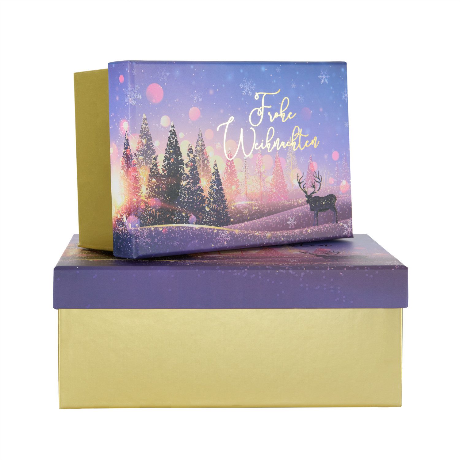 Idena Geschenkbox Geschenkboxen Weihnachten - 2er-Set, lila
