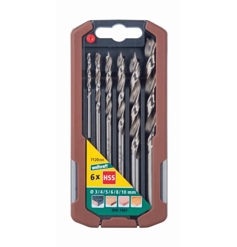 Wolfcraft Holzbohrer Wolfcraft Holzspiralbohrer-Set HSS Professional Ø