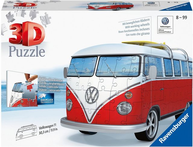 Image of 3D-Puzzle VW Bus T1, 30x14x15 cm, 162 Teile, Surfer Edition