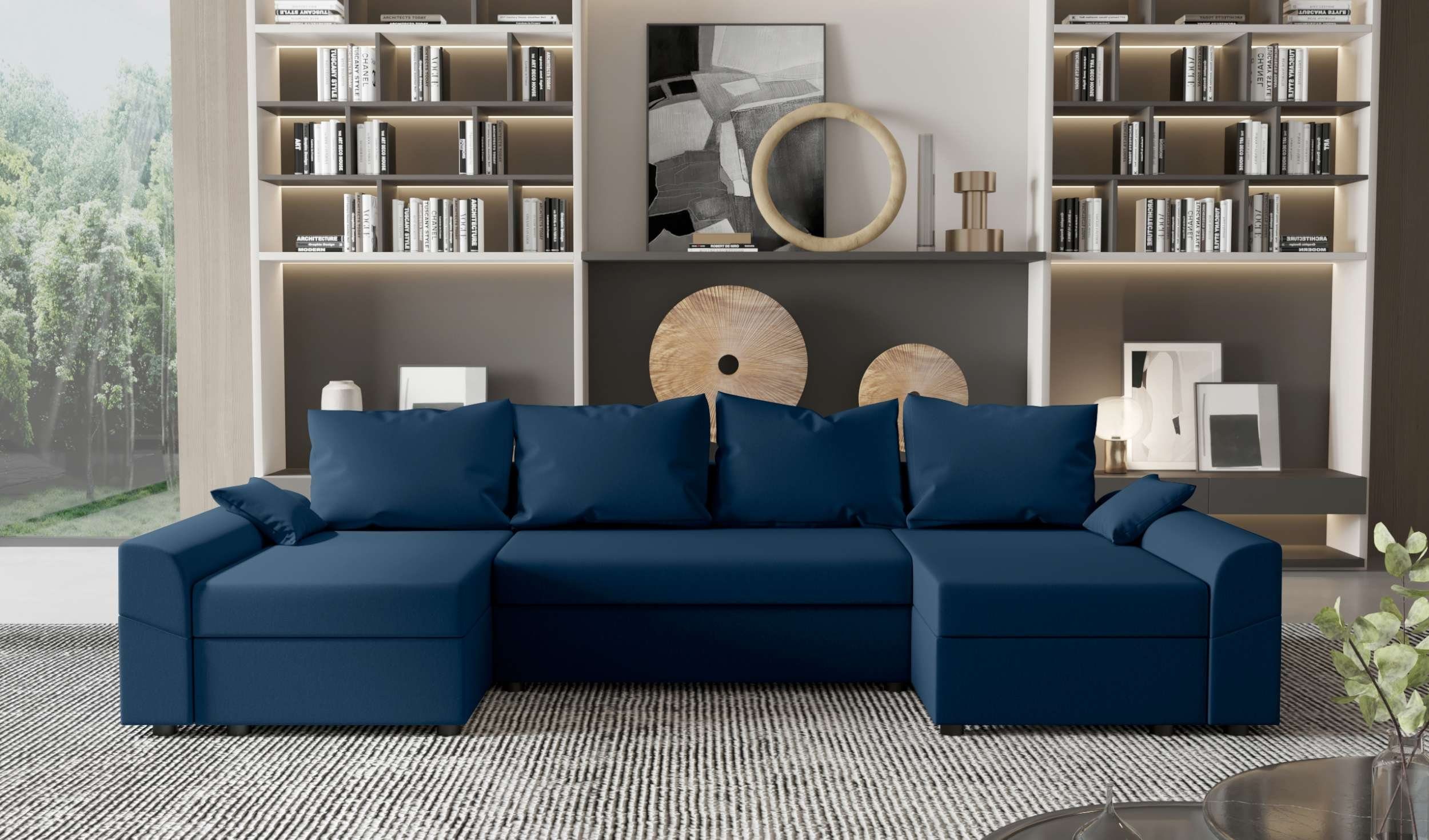 mit Sofa, Design Carolina, Bettkasten, Modern Wohnlandschaft Eckcouch, U-Form, mit Stylefy Sitzkomfort, Bettfunktion,