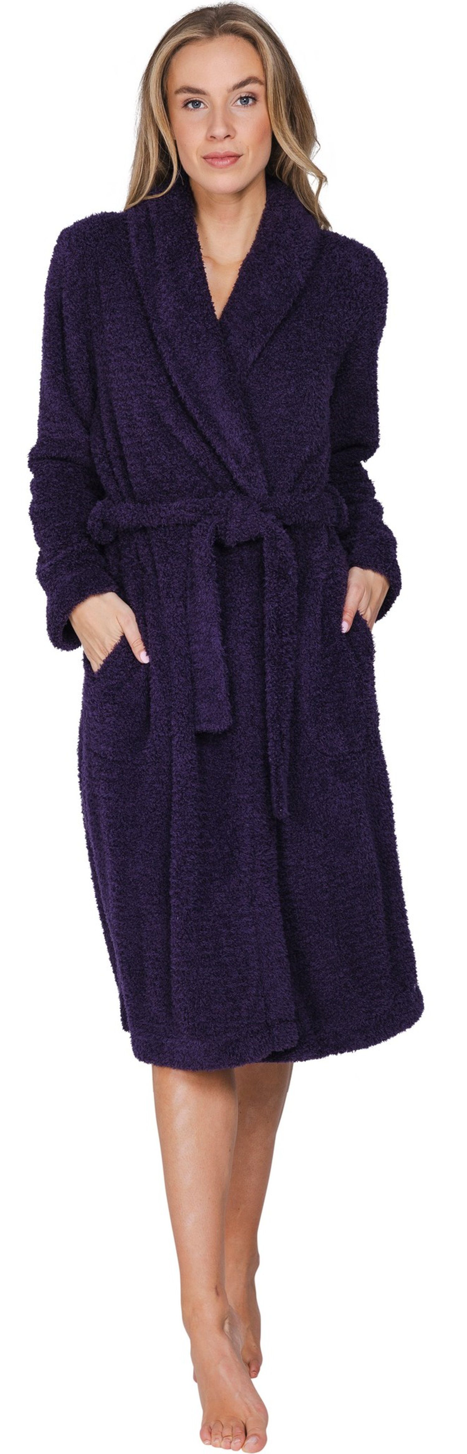 Pastunette Bademantel Damen Morgenmantel Fleece, Polyester, Gürtel, Modisches Design