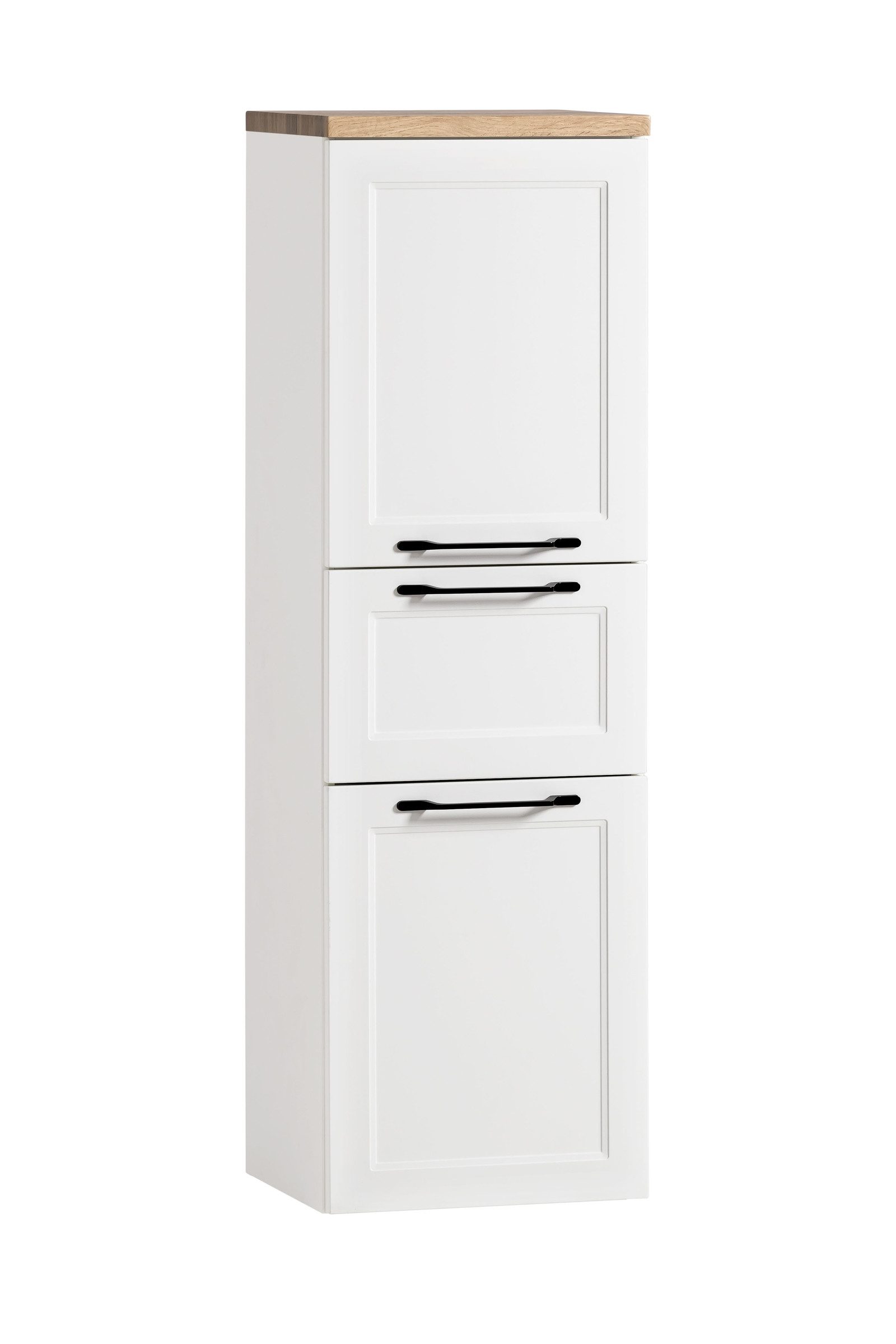 HELD MÖBEL Midischrank in weiß, Wotaneiche, MDF - 40x130x35cm (BxHxT)