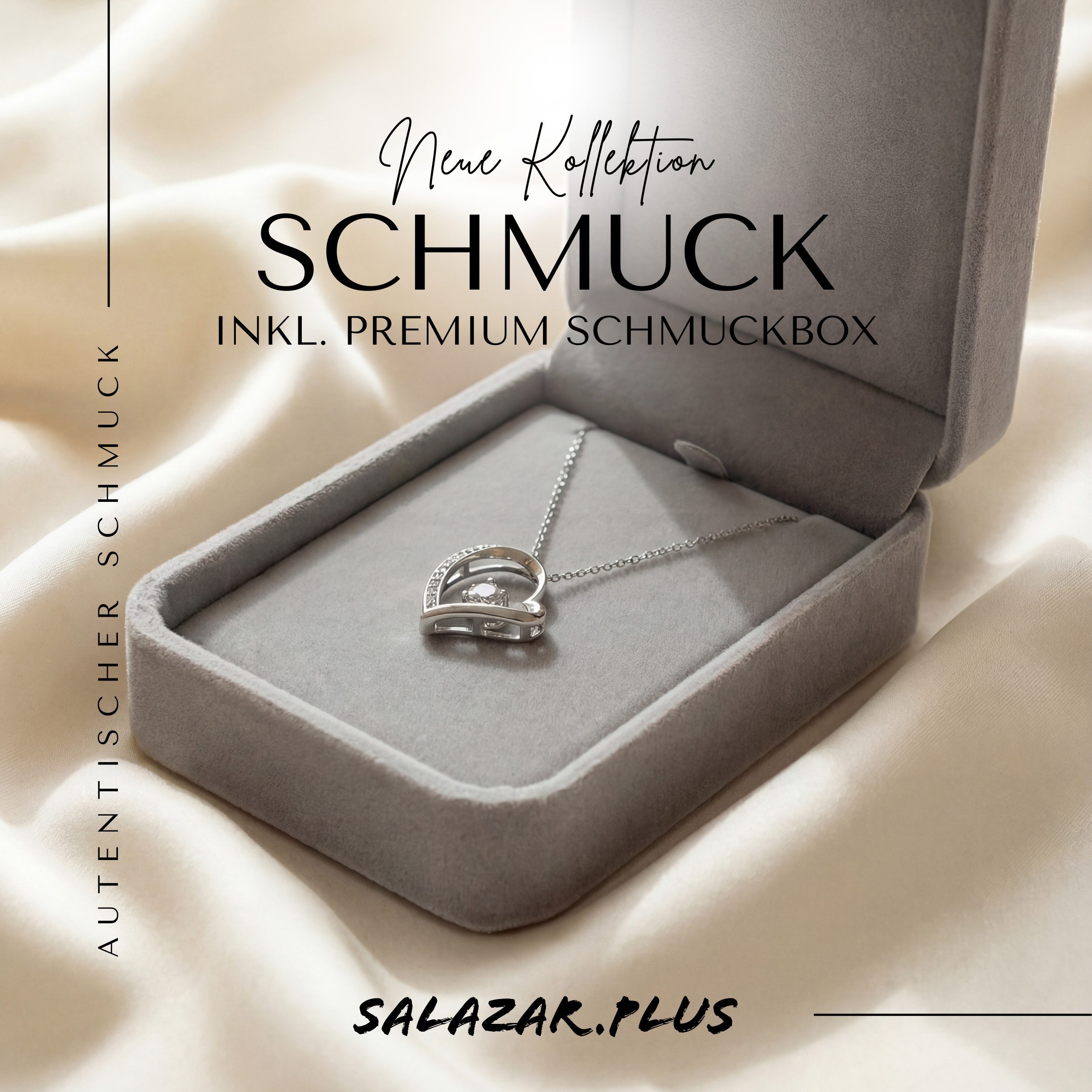 salazar.plus Kette mit Anhänger Elegante 925 Silber vergoldete Luxus Damenkette mit Herzanhänger, Luxuriöse 925er Herzkette vergoldet – romantisches Geschenk