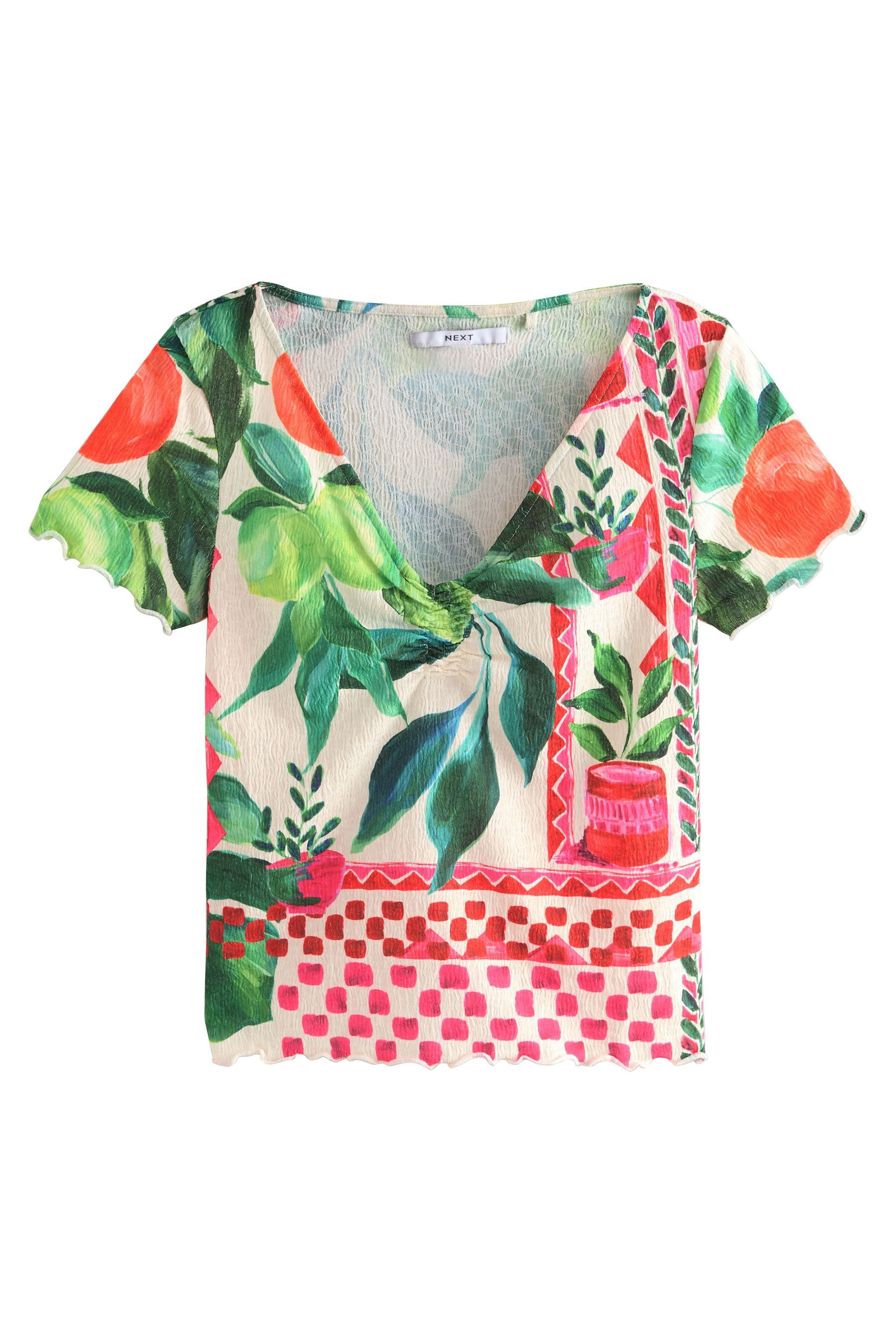 Next T-Shirt Strukturiertes T-Shirt mit V-Ausschnitt günstig online kaufen