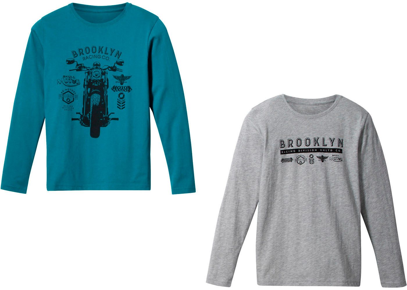 bonprix Langarmshirt (Packung, 2-tlg) bequeme Passform, mit Frontmotiv, für den Alltag