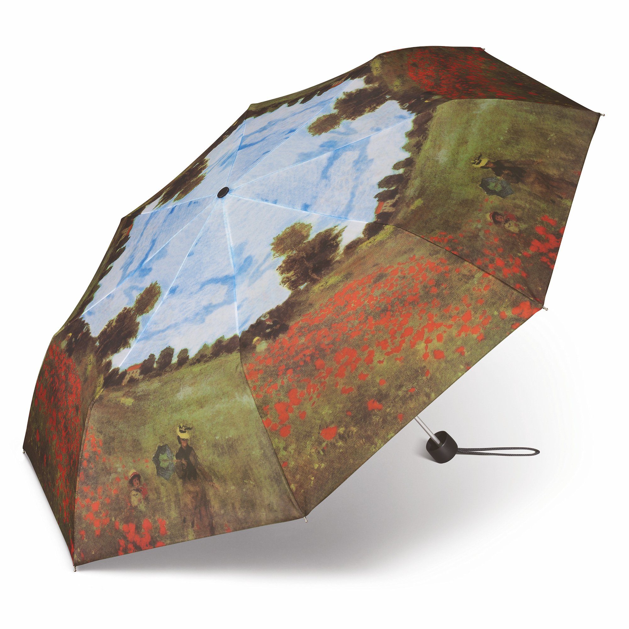 HAPPY RAIN Taschenregenschirm Motiv Regenschirm Claude Monet, Mohnfeld bei Argenteuil, Künstlerschirm