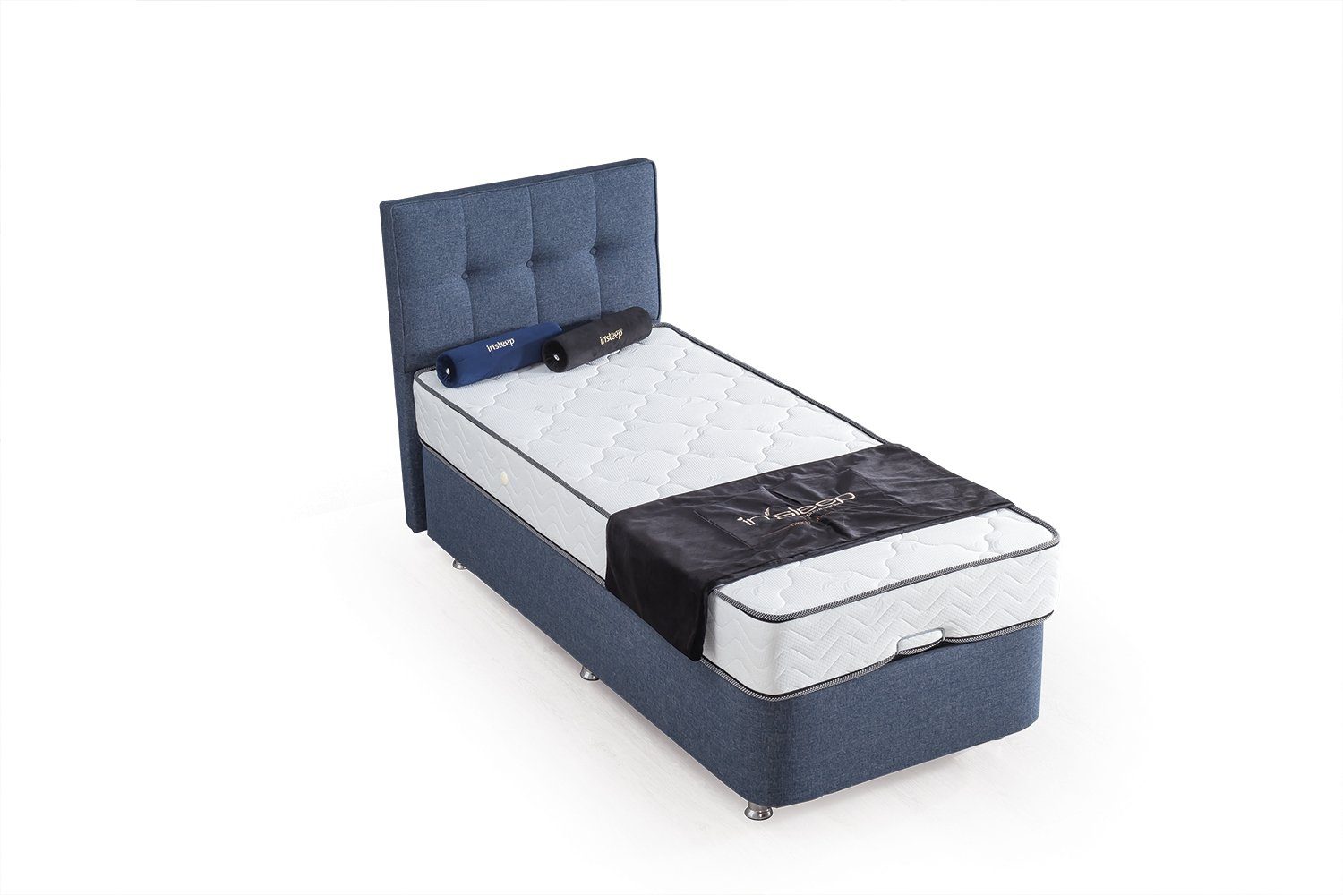 Villa Möbel Boxspringbett Lara (Bett (ohne Matratze), Liegefläche 120x200), Bettkasten mit XXL Stauraum und Gasdruckfedern für einfache Handhabung