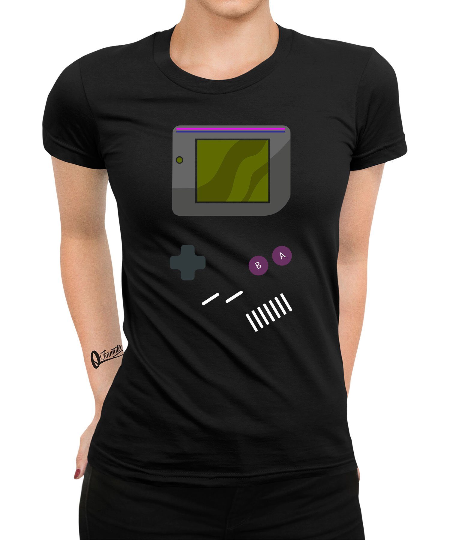 Quattro Formatee Kurzarmshirt Gameboy - Gaming Gamer Zocken Damen T-Shirt (1-tlg)