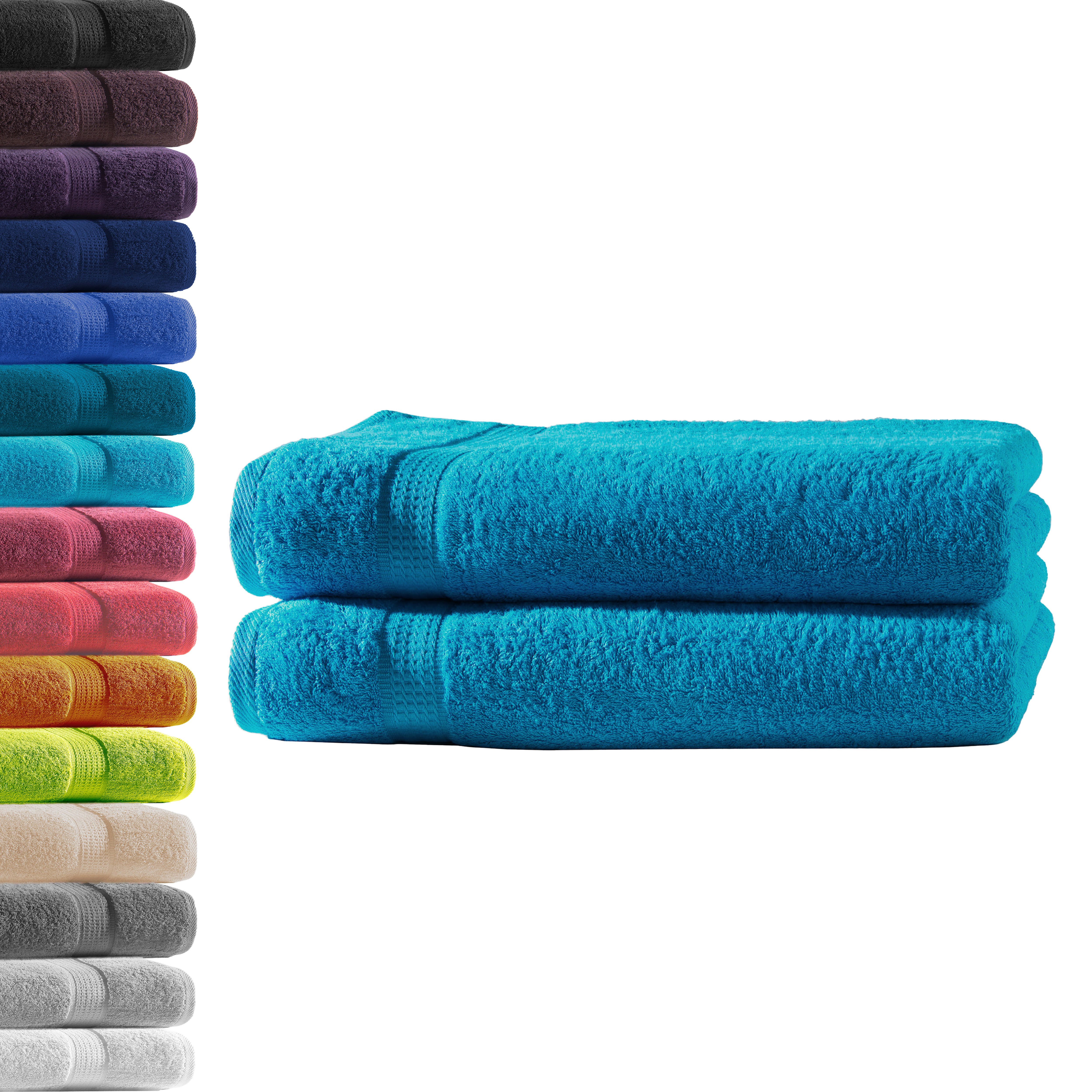 Hometex Premium Textiles Handtuch in Premium Qualität 500 g/m², Feinster Frottier-Stoff 100% Baumwolle, 2x Duschtuch, weich, saugfähig, extra schwer & flauschig