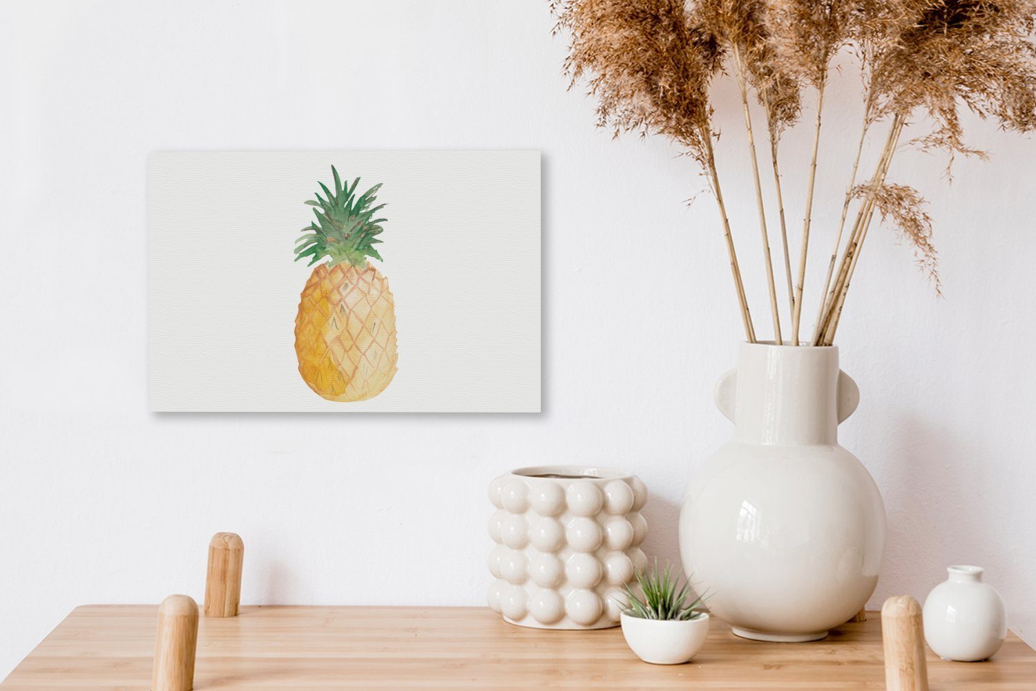 OneMillionCanvasses® Leinwandbild Ananas - Obst Aufhängefertig, St), Wanddeko, 30x20 - (1 Wandbild Weiß, cm Leinwandbilder