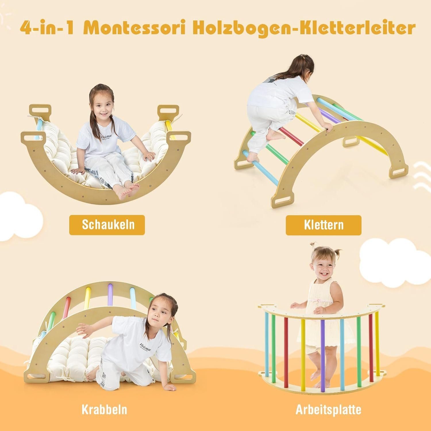 KOMFOTTEU Klettergerüst Kletterbogen, mit Kissen, für Kinder ab 3 Jahren günstig online kaufen