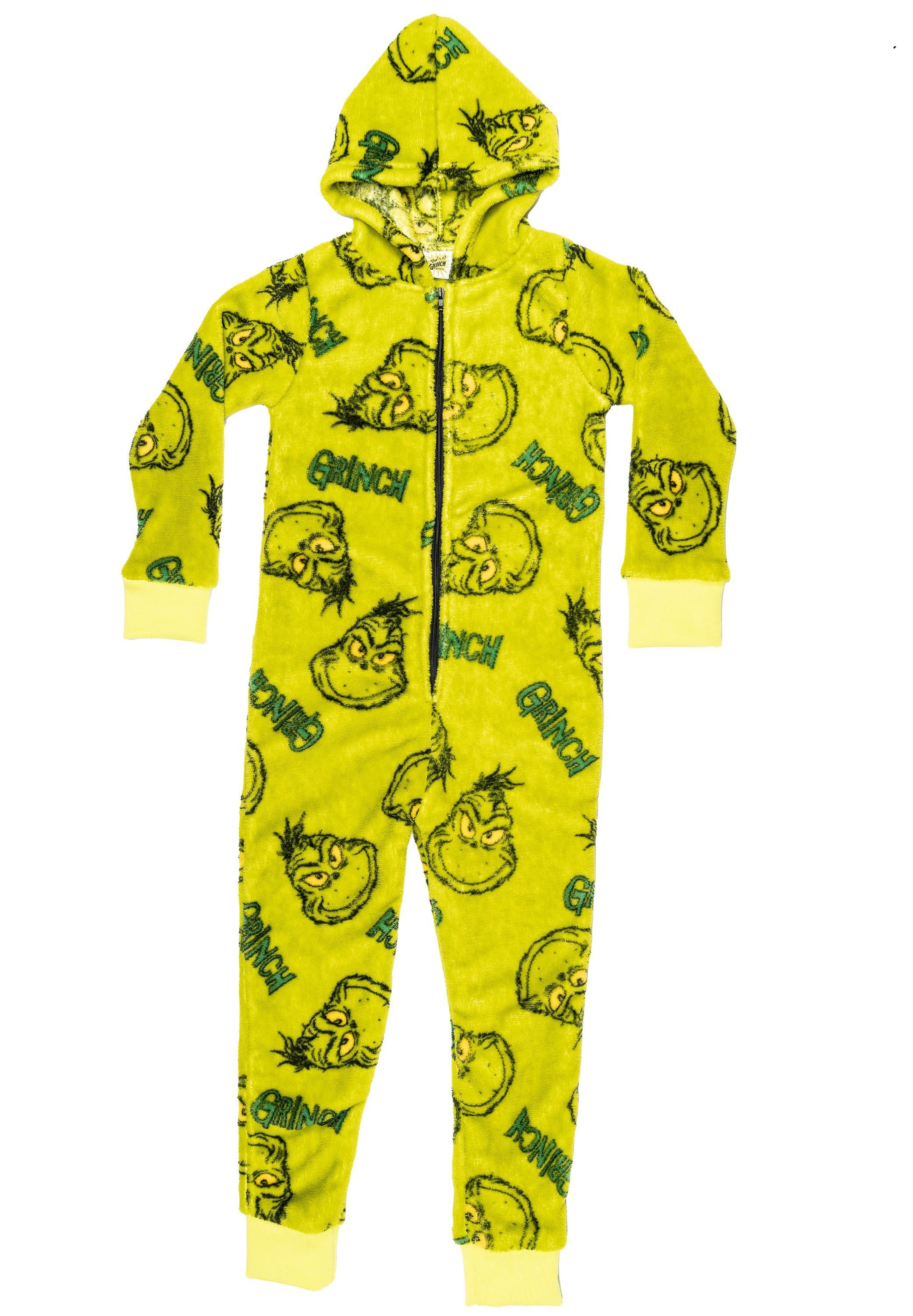 United Labels® Jumpsuit The Grinch Jumpsuit mit Kapuze Overall Pyjama Schlafanzug langarm
