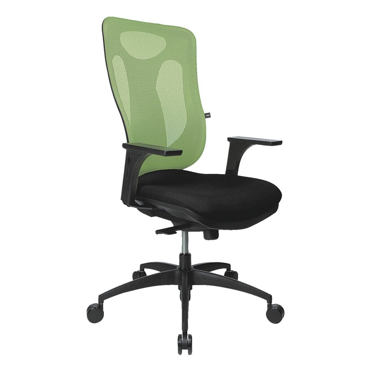 TOPSTAR Schreibtischstuhl Net Pro 100, mit Bandscheibensitz und Netzrückenlehne (ohne Armlehnen) grün | schwarz