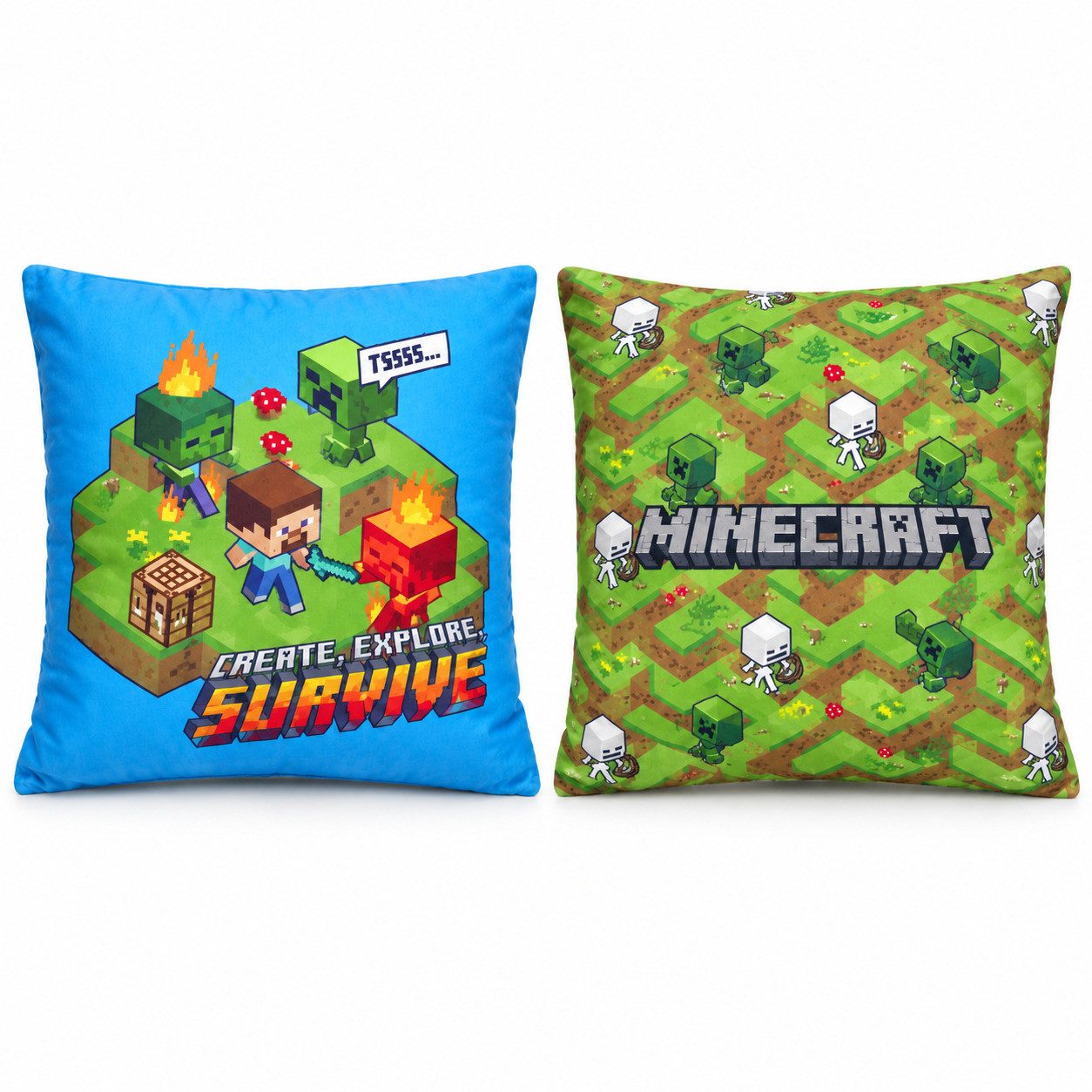 Minecraft Dekokissen Minecraft Gamer Steve Creeper Kissen Dekokissen 40x40 cm