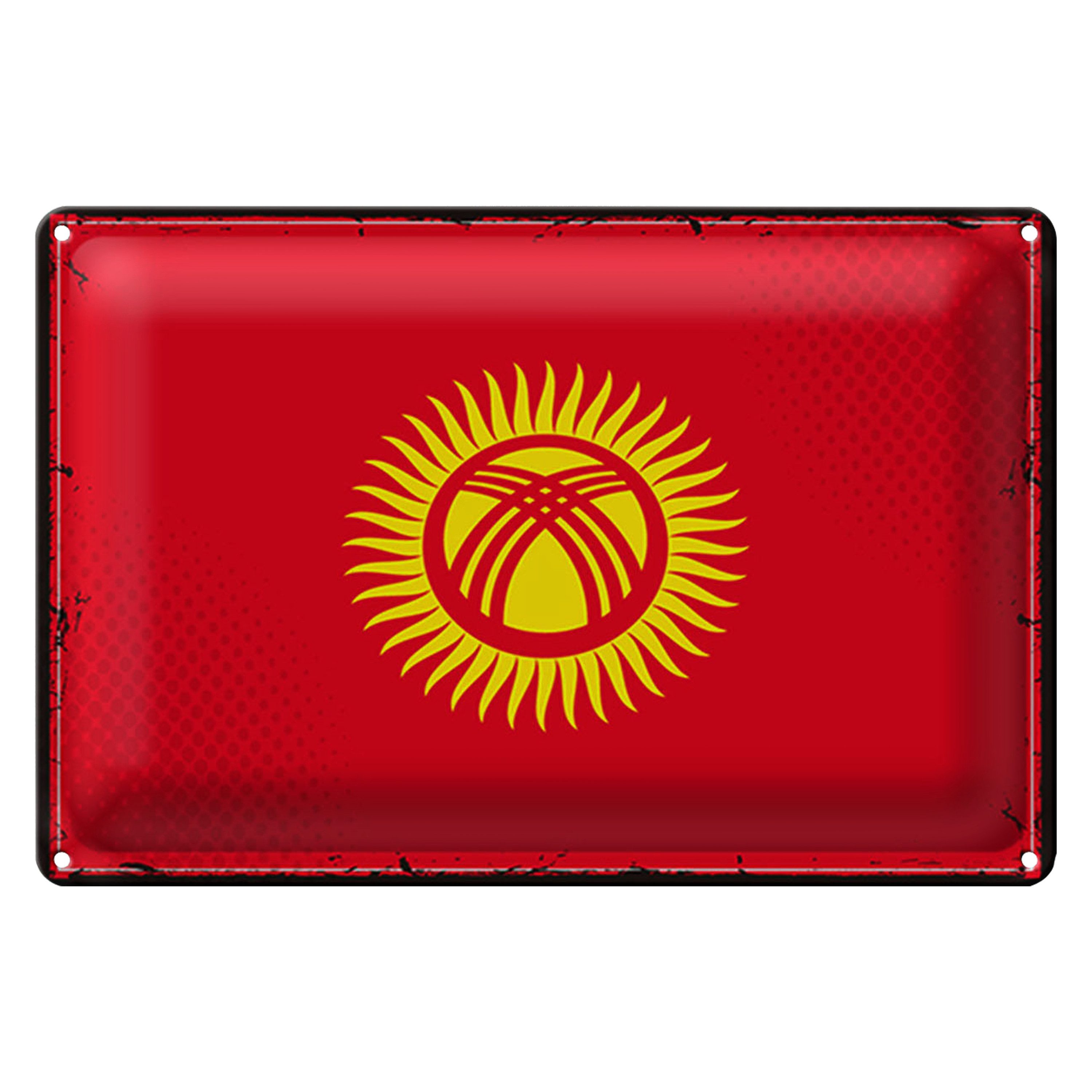 Roomando Metallschild Flagge Kirgisistan 40x30cm Retro Kyrgyzstan