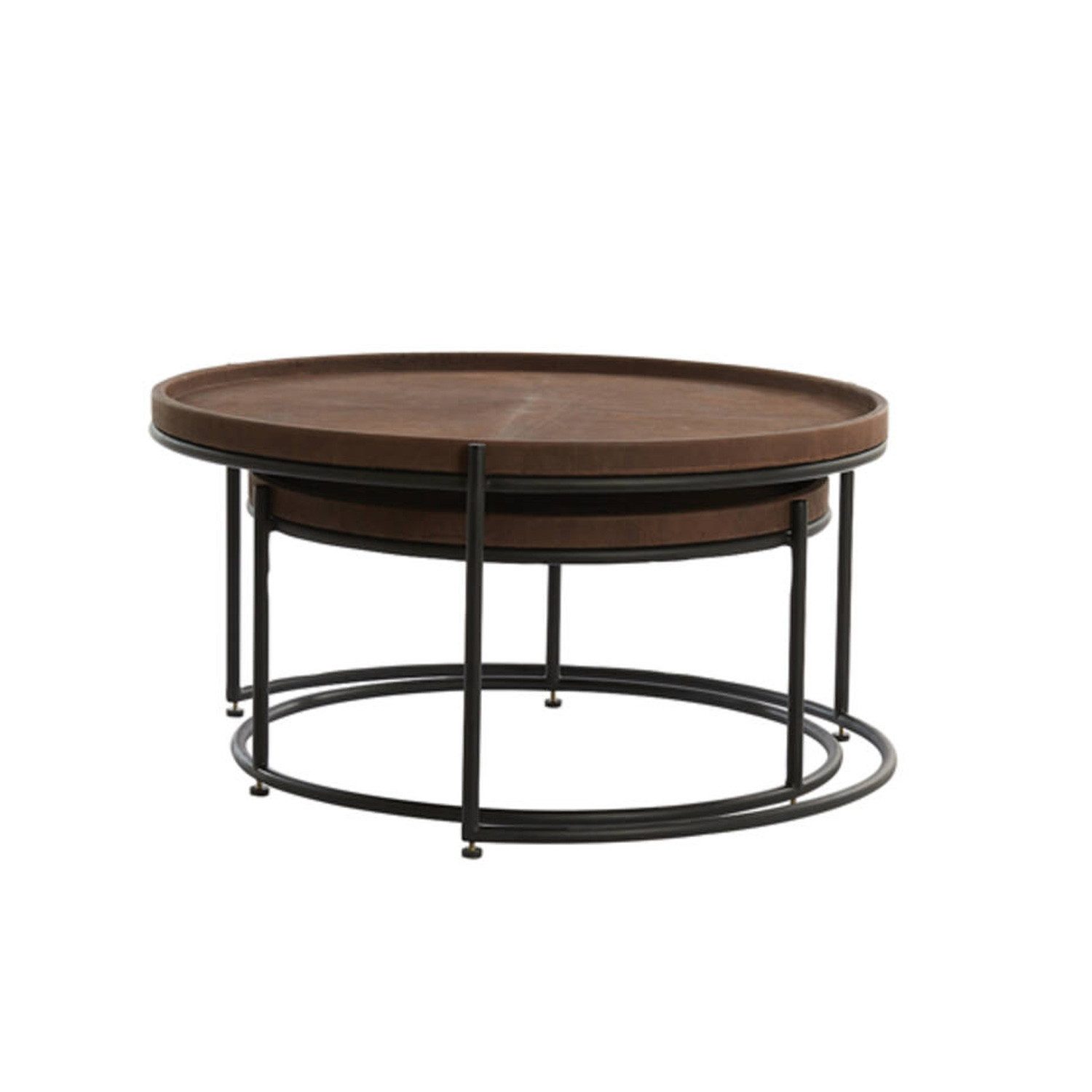 Light & Living Couchtisch Couchtisch 2er Set JAIRO Light & Living Wohnzimmertisch Leder braun