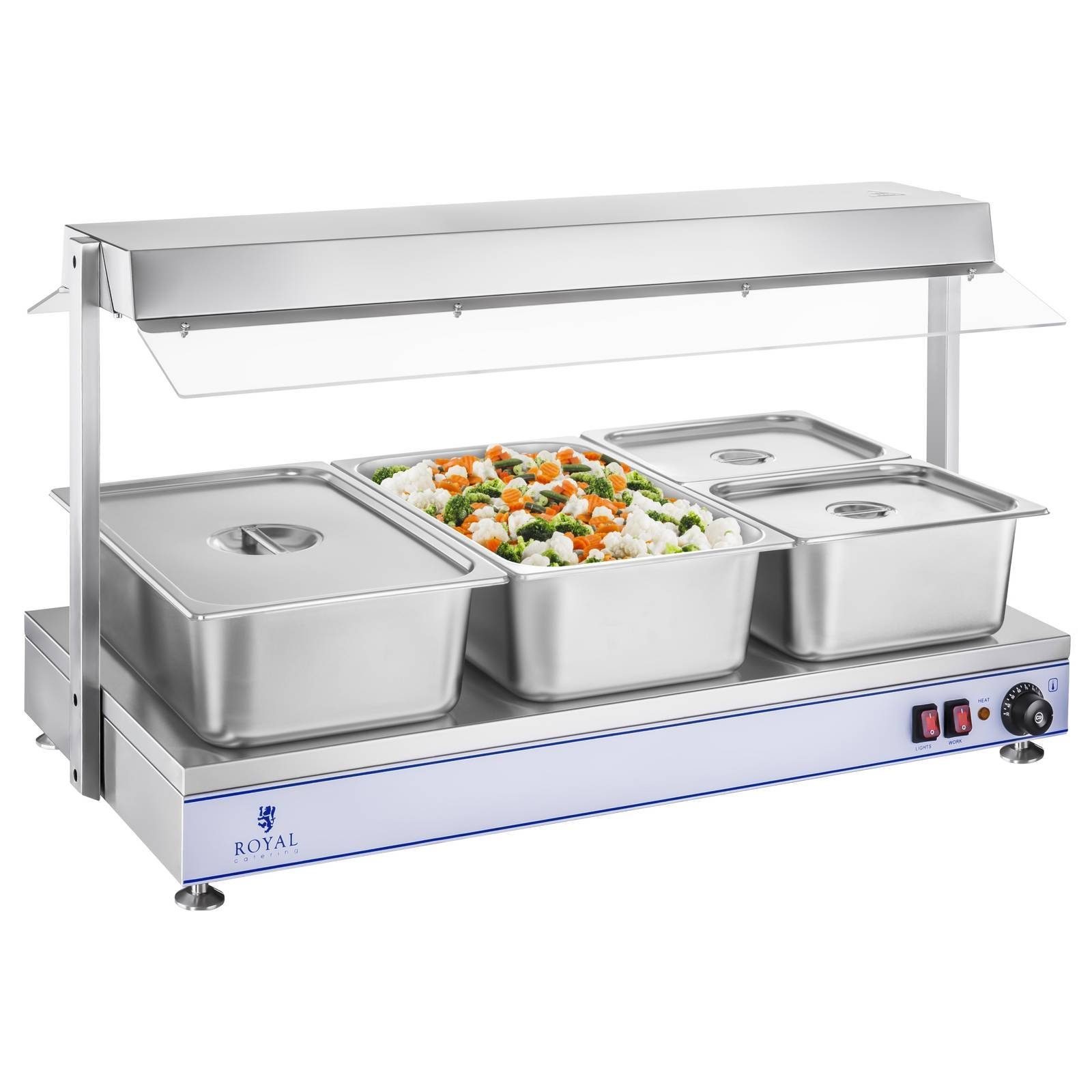 Royal Catering Warmhalteplatte Warmhalteplatte Speisenwärmer Wärmetheke Buffetwärmer 2000 W 4