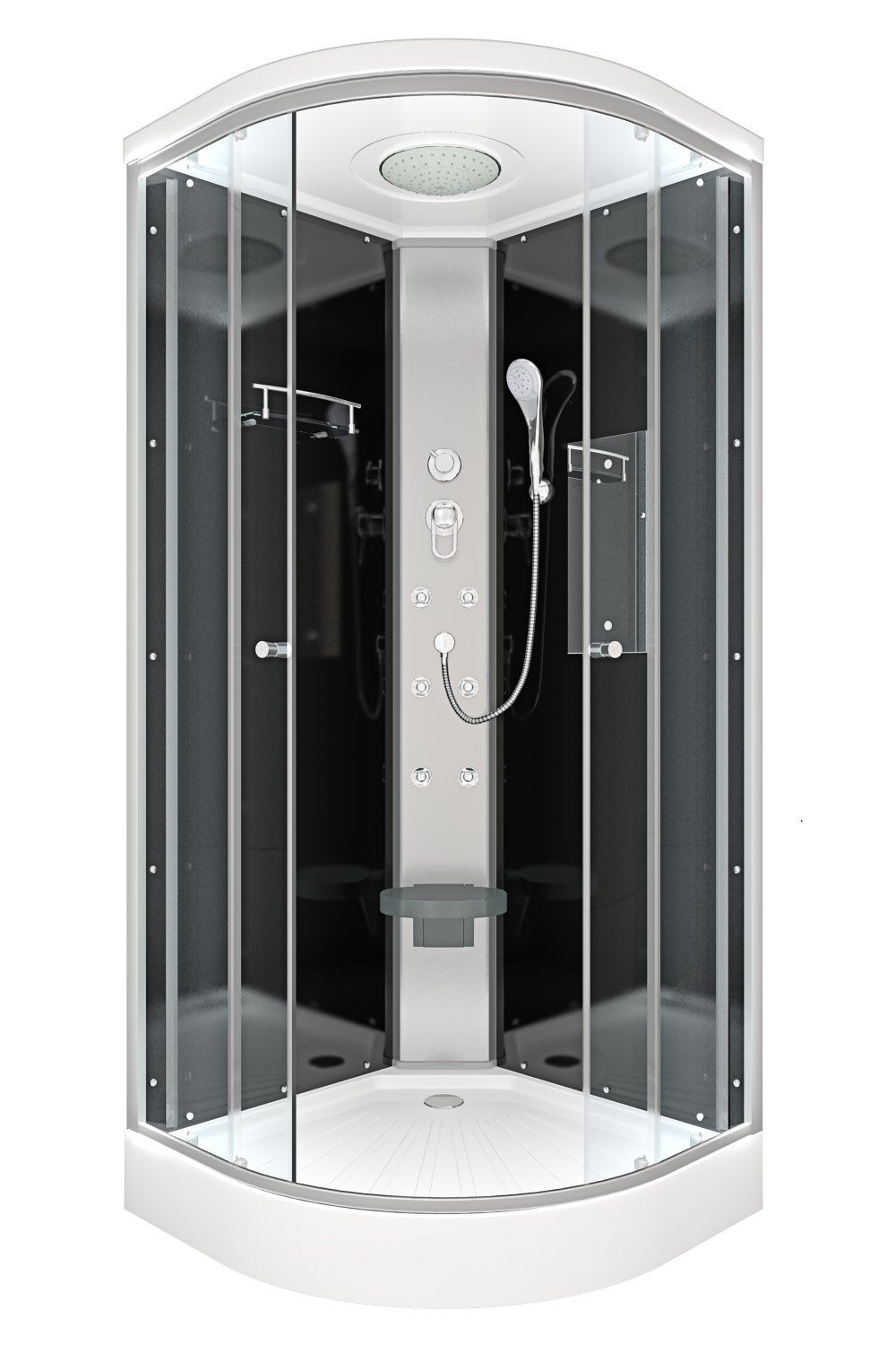 AcquaVapore Komplettdusche Dusche Fertigdusche D10-23T0 Schwarz 100x100, Sicherheitsglas ESG, inklusive Duschwanne, Höhenverstellbar, Mit Bauanleitung, Mit Spiegel, Gehärtetes Glas, Inte