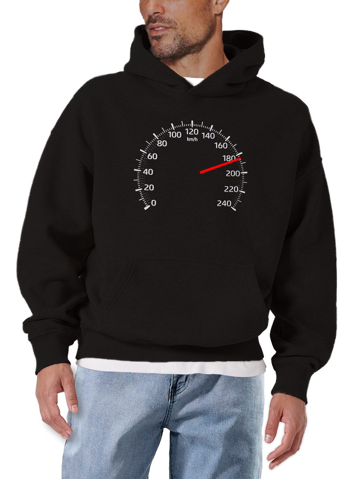MAKAYA Kapuzenpullover Herren Hoodie mit Racing Tacho für Biker und Tuning günstig online kaufen