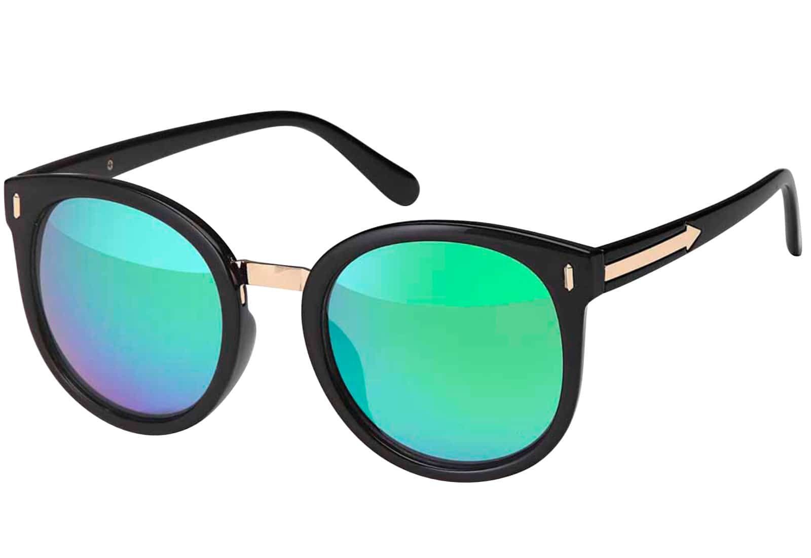 BEZLIT Eyewear Wayfarer Rundglas Designer Damen Sonnenbrille (1-St) mit blauen, grünen und rosa Linsen