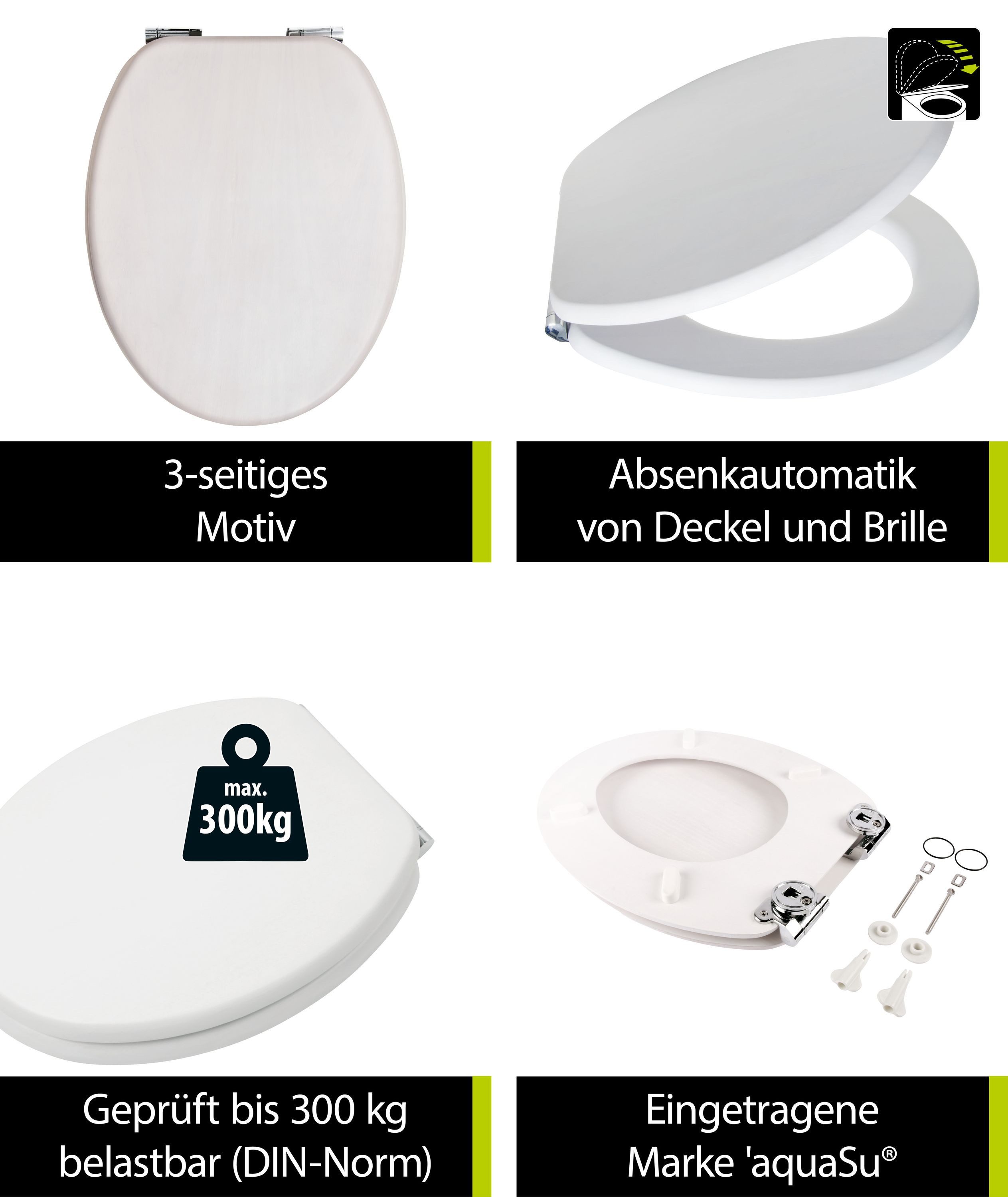Sitzplatz WC-Sitz Venezia, Weiß-Gekalkt, Holzkern mit günstig online kaufen