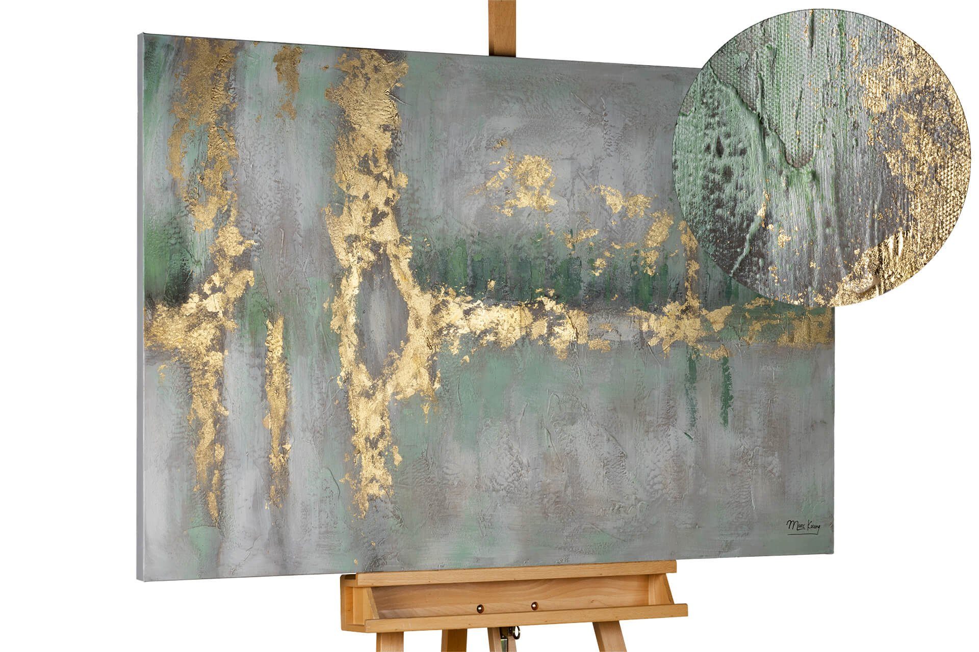 KUNSTLOFT Картина Riverside Stroll 120x80 cm, Leinwandbild 100% HANDGEMALT Wandbild Wohnzimmer