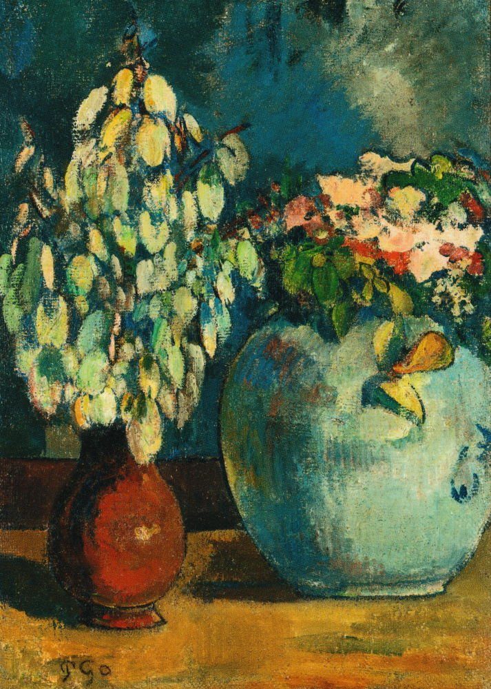 Gauguin Paul Postkarte "Zwei Vasen Kunstkarte mit Blumen"