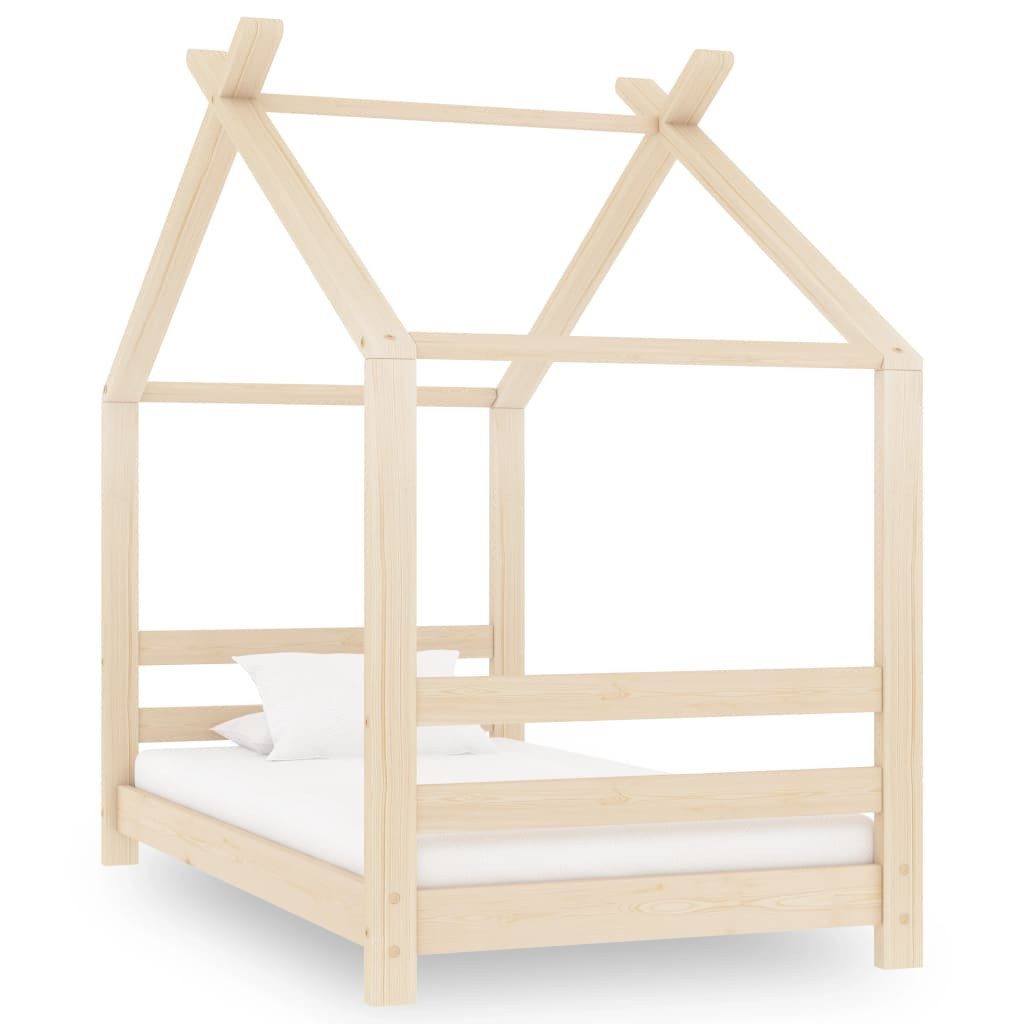 vidaXL Kinderbett 70 x 140 cm Kinderbett mit Himmel Kinderbett-Gestell Massivholz Kiefer