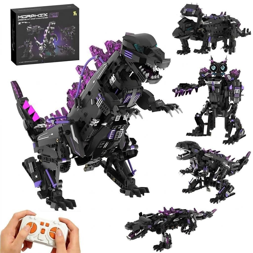 GarveeMore Lernspielzeug 5-in-1 Programmierbarer Dinosaurier Roboter Bausatz
