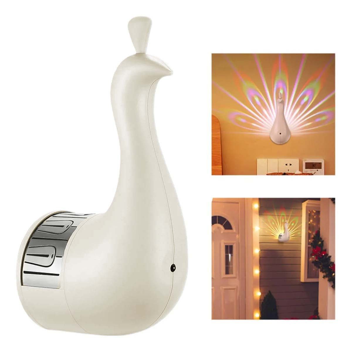 VIVIHEYDAY LED Nachtlicht Touch-Schalter Pfauen-Wandleuchte,9-Farbe LED-Pfauen-Projektionslampe, mit Fernbedienung, Wiederaufladbares Nachtlicht per USB, für Die Inneneinrichtung im Wohnzimmer Schlafzimmer Büro