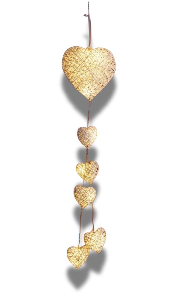 Dekohänger Herz LED Hänger Weiß Wanddeko Fensterdeko Herzen GH 65 cm