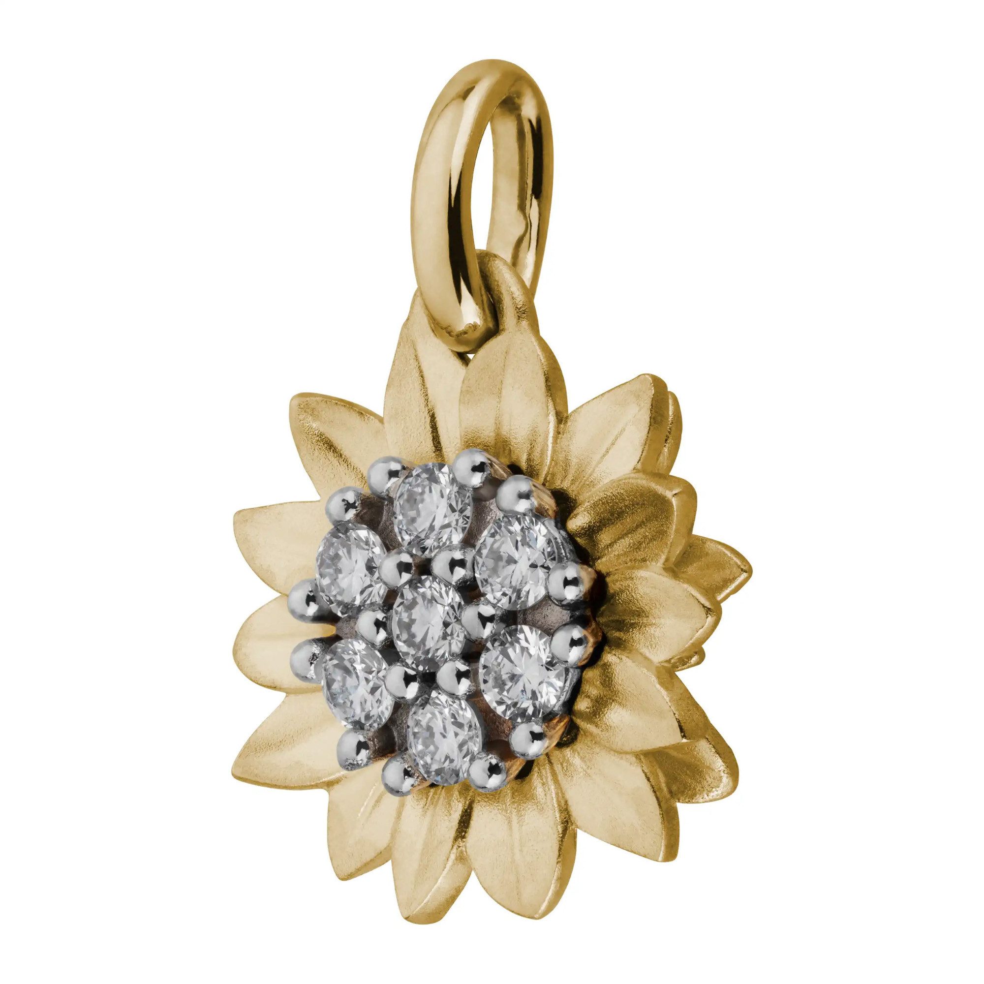 Kettenanhänger 585/- GG/WG Sonnenblume 7 synth. Diam. 0,14ct.