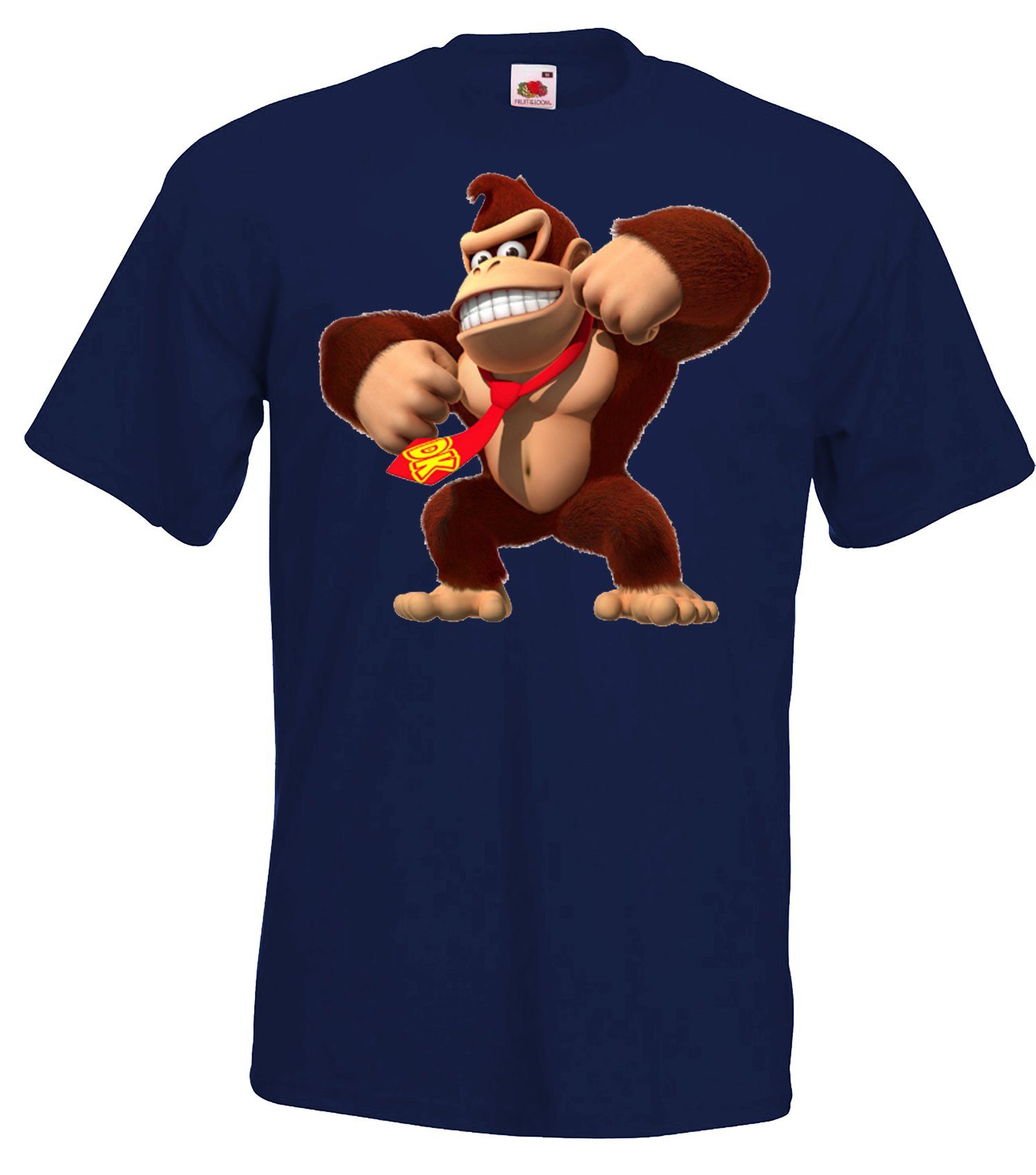 Herren T-Shirt Youth Navyblau trendigem Kong Designz Mit Frontprint T-Shirt Donkey