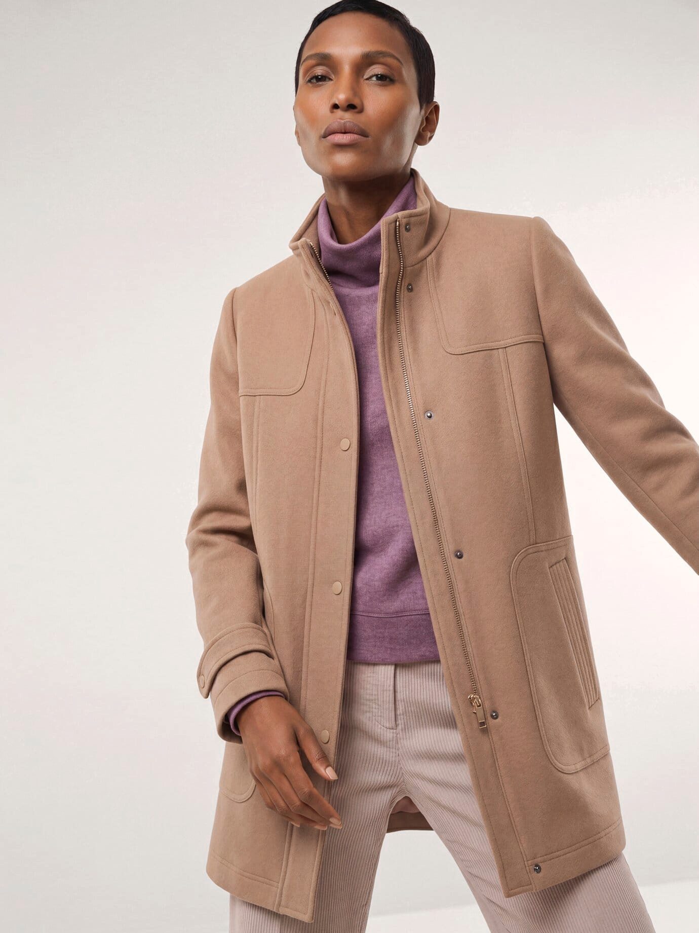 Walbusch Dufflecoat Damen Dufflecoat aus Wollmischung Stehkragen, sportlich, wärmend, Kurzgröße