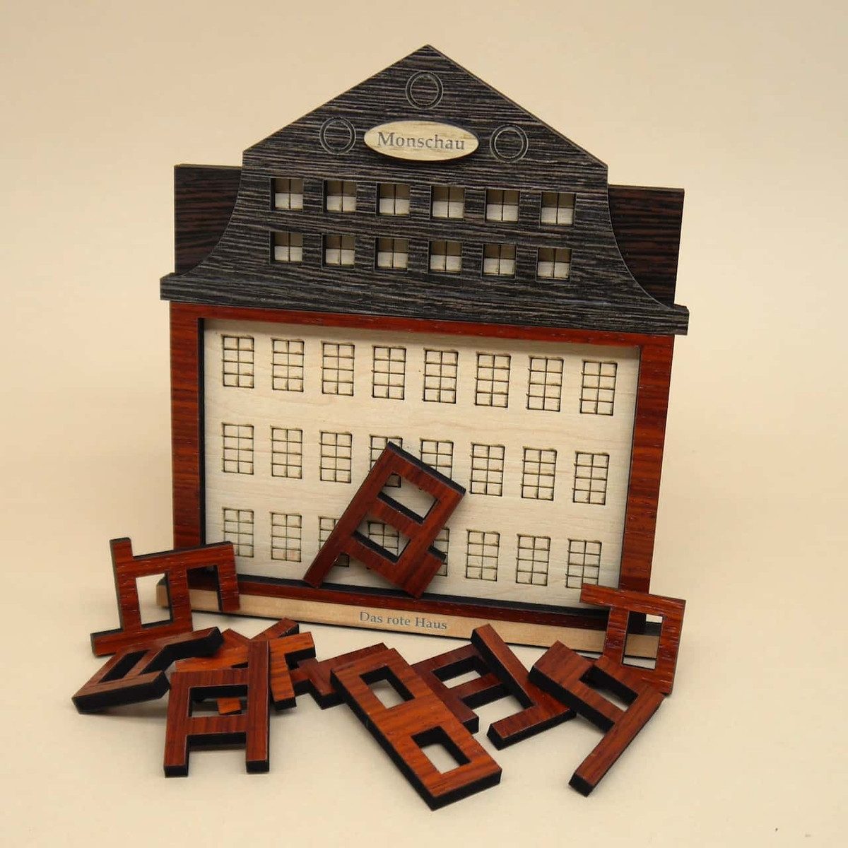 ROMBOL Denkspiele Spiel DAS ROTE HAUS - großes Holzpuzzle, Knobelspiel, Denkspiel