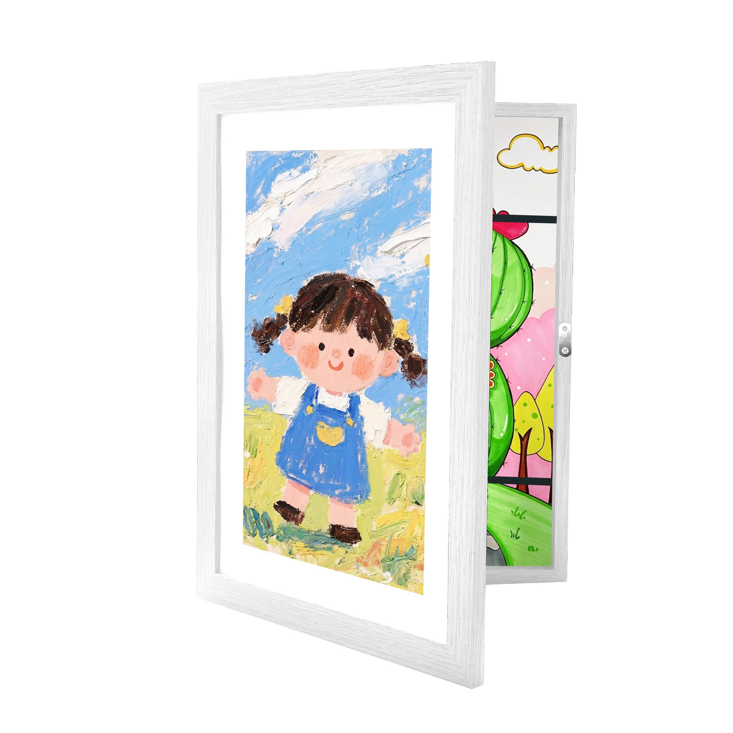 relaxdays Einzelrahmen Kinder Bilderrahmen A4 zum Befüllen, für 1 Bilder (1 St), weiß