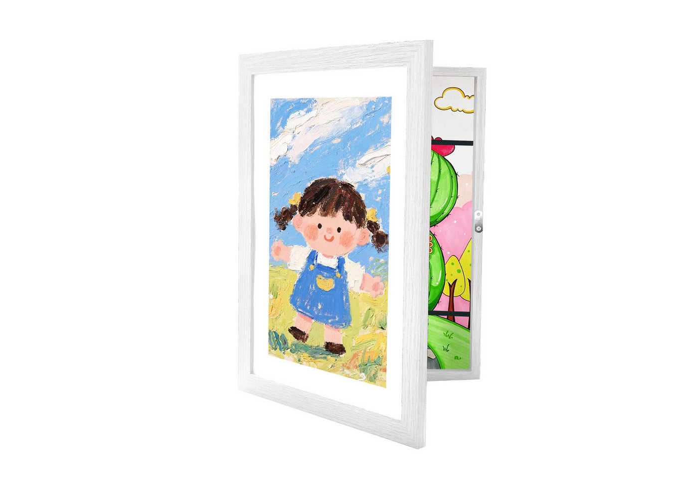 relaxdays Einzelrahmen Kinder Bilderrahmen A4 zum Befüllen, für 1 Bilder (1 St), weiß