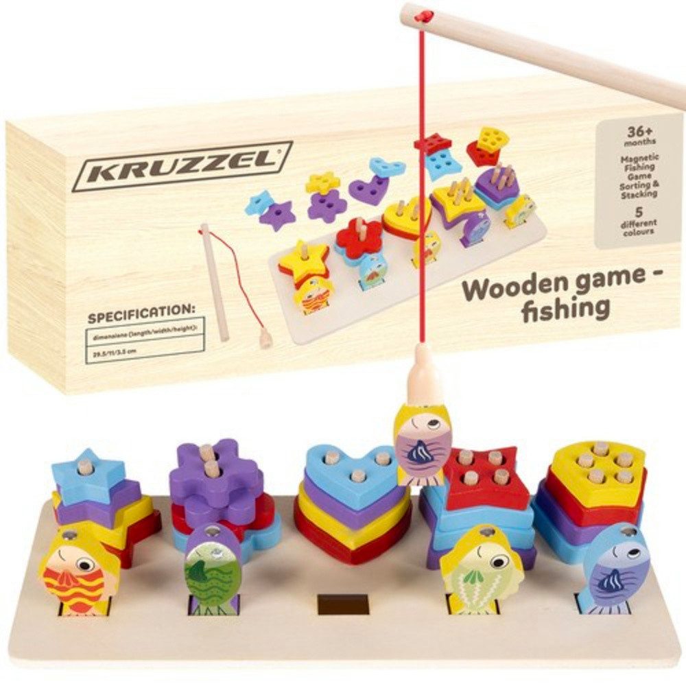 KRUZZEL Puzzle-Sortierschale Holzsortierer Angeln Formensortierer, (Spar-Set, 1-tlg., Angelspiel), fördert die Konzentrationsfähigkeit und die Fähigkeit