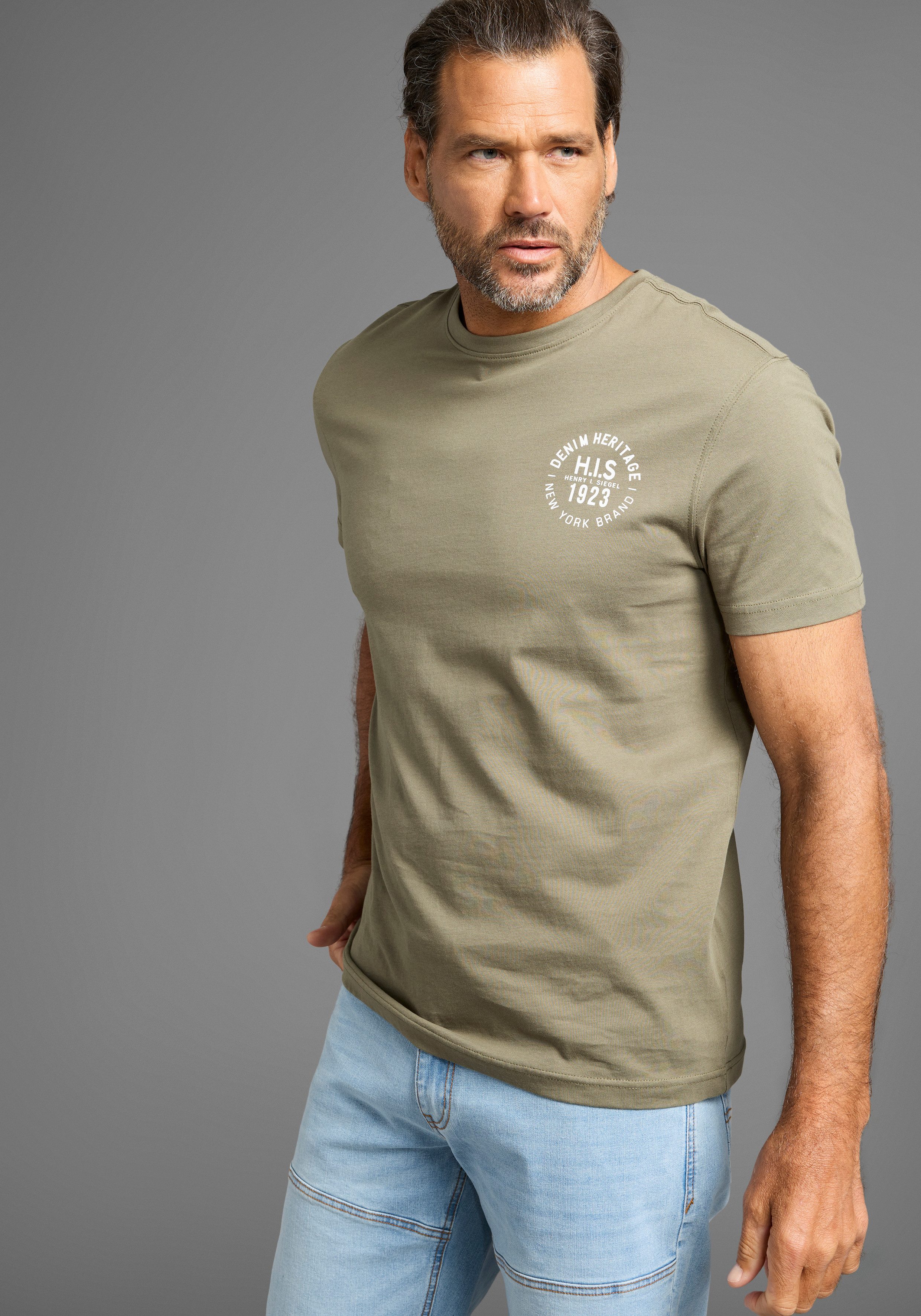 H.I.S T-Shirt (Packung, 3-tlg., 3er-Pack) schmal geschnitten, bedrucktes De günstig online kaufen