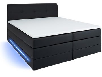 wonello Boxspringbett Denver, mit Bettkasten und LED Beleuchtung, inklusive Topper