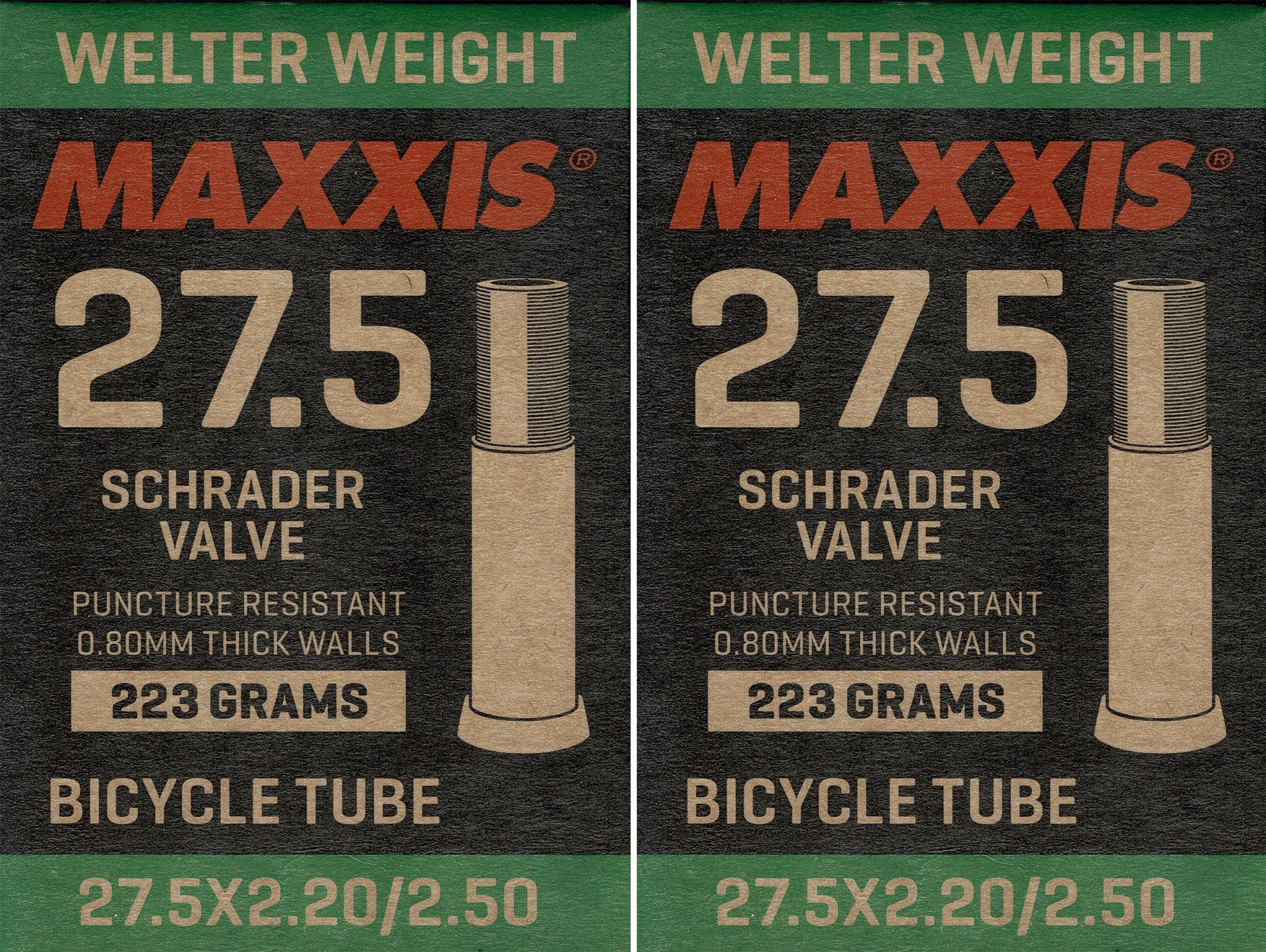 Fahrradschlauch 2x Maxxis Welter Weight 27.5 x 2.20 / 2.50 AV Autoventil 36 mm